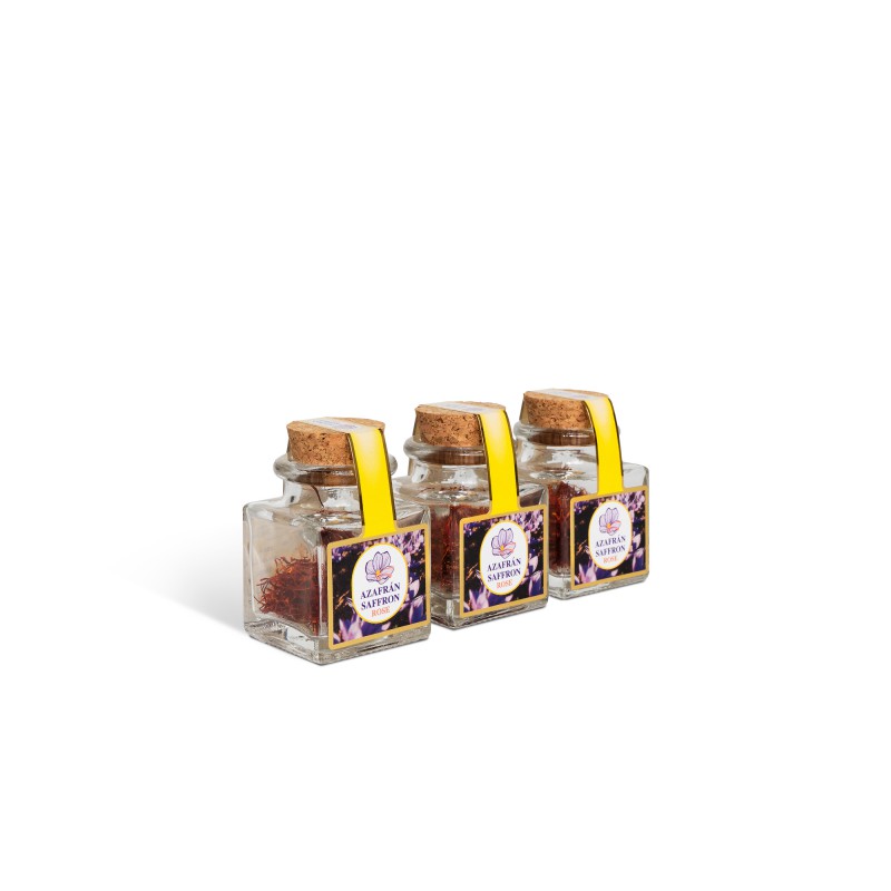 Selecto thread saffron . Pack of 3. 1g cork glass jar
